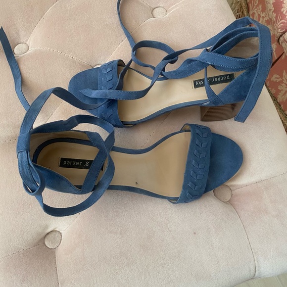 Parker And Sky Blue Stacked Heel Strappy Ankle - Picture 5 of 7
